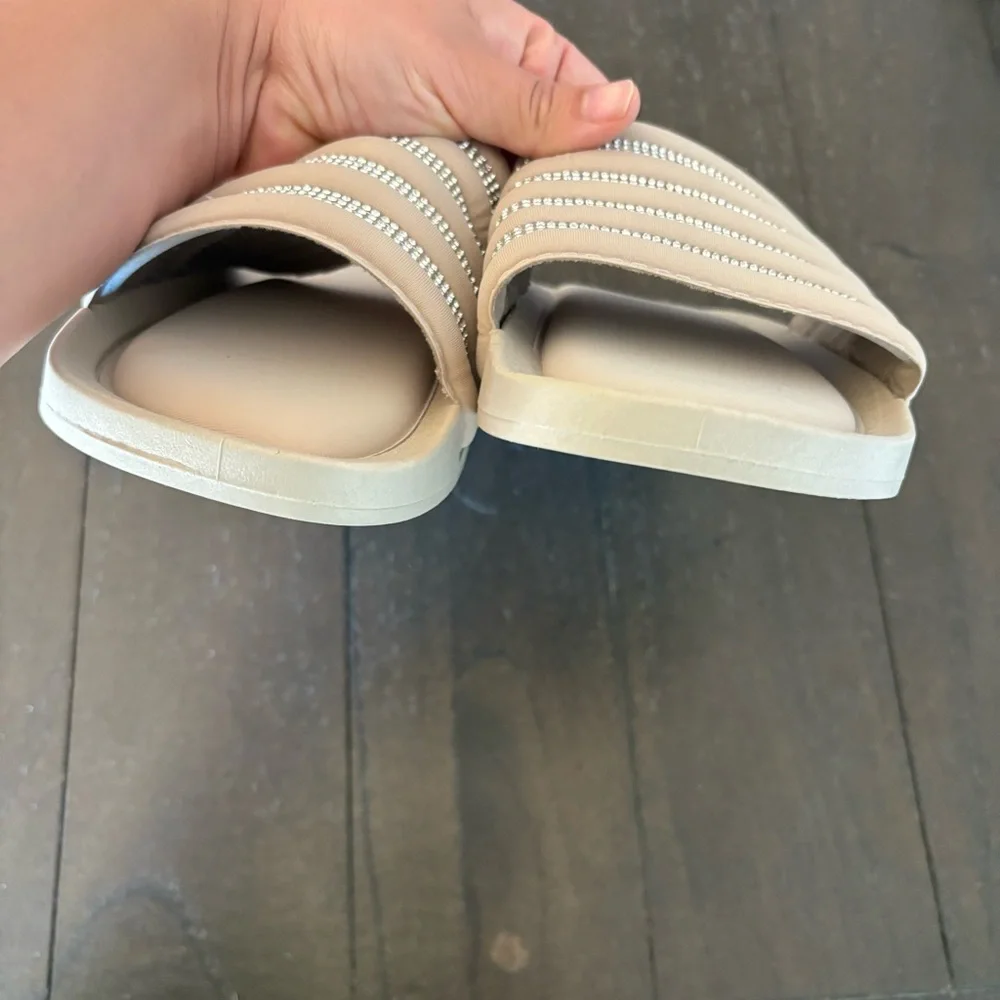 Primark Taupe‎ Rhinestone Neutral Slides Sandals Women’s Size 10